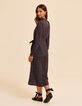 I.Code black long dress with winter floral print-3