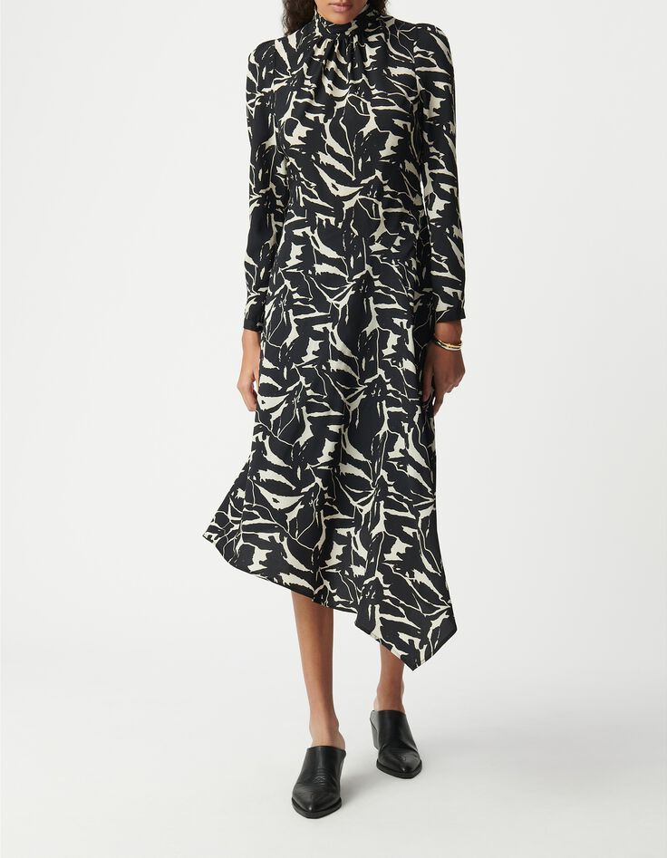 Schwarzes Kleid mit Zebra-Blumenmuster f&uuml;r Damen-1