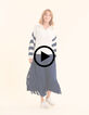 White trucker sweater knit striped sleeves I.Code-2