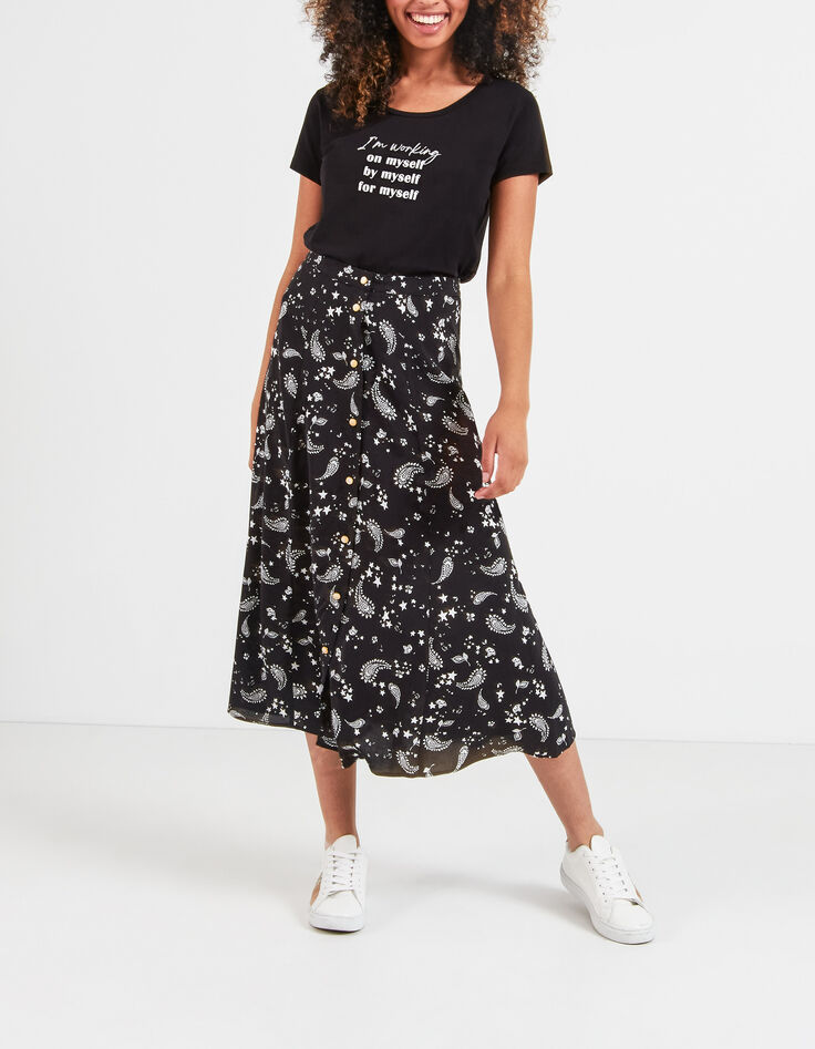 Tee-shirt noir bio message blanc I.Code -3