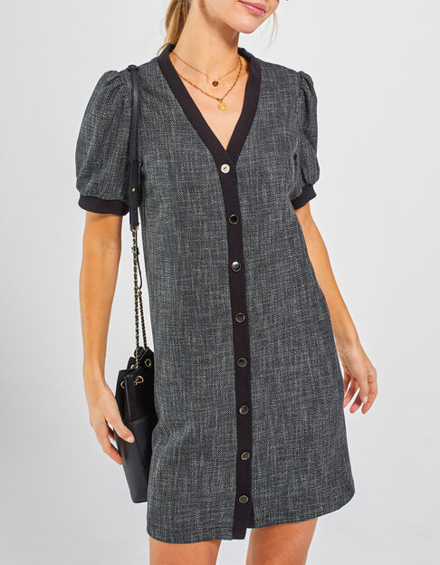 Robe noire boutonnée façon tweed I.Code