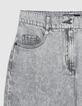 Edie Damen Jeans mit hoher Taille und weitem Bein, grau, mit Fransen an der Unterseite-7