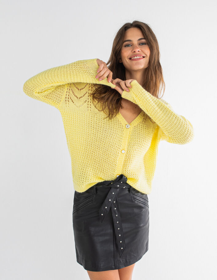 I.Code yellow decorative knit cardigan - I.CODE