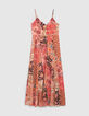 I.Code tea rose floral patchwork print long dress-4