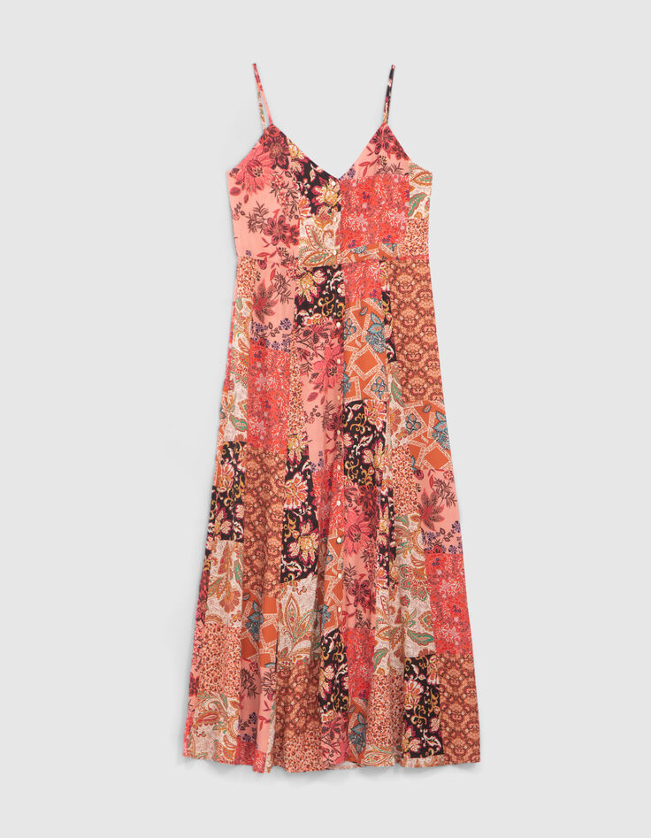 I.Code tea rose floral patchwork print long dress-4 I.Code tea rose floral patchwork print long dress-4