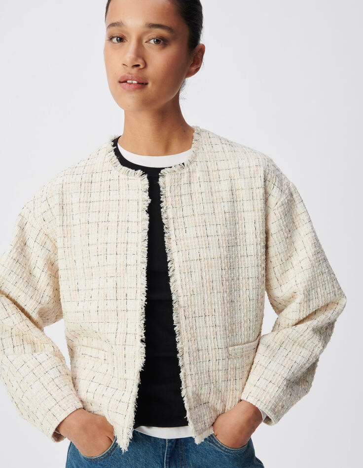 Rosa Tweedjacke in &Uuml;bergr&ouml;&szlig;e Damen-5