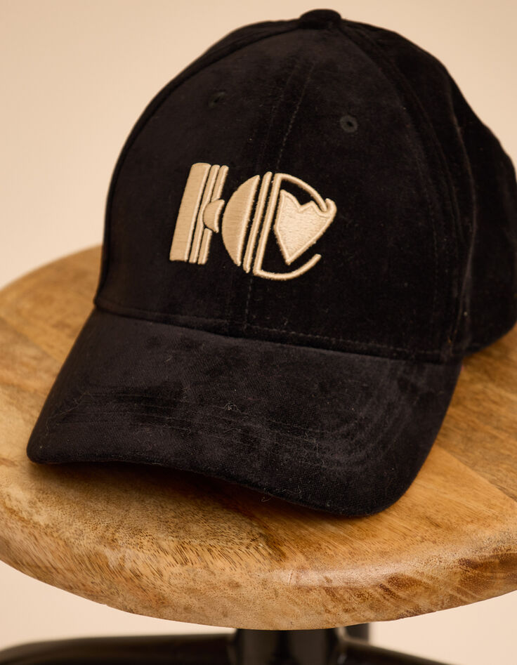 I.Code black velvet cap with embroidered monogram-4 I.Code black velvet cap with embroidered monogram-4