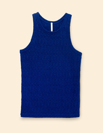 Camiseta de tirantes azul lúrex malla calada fantasía I.Code