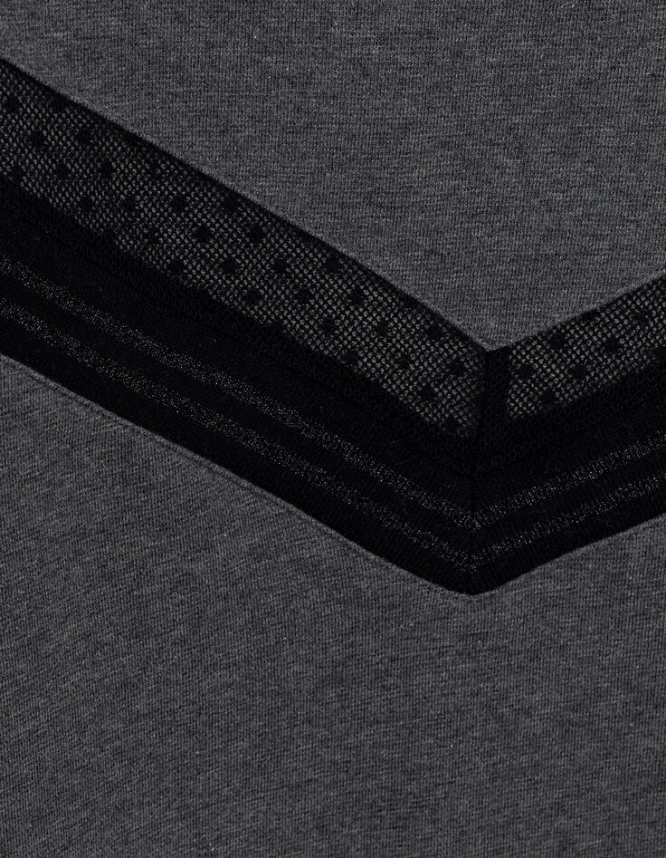 sweat gris chiné résille plumetis et bord-côte I.Code-2 sweat gris chiné résille plumetis et bord-côte I.Code-2