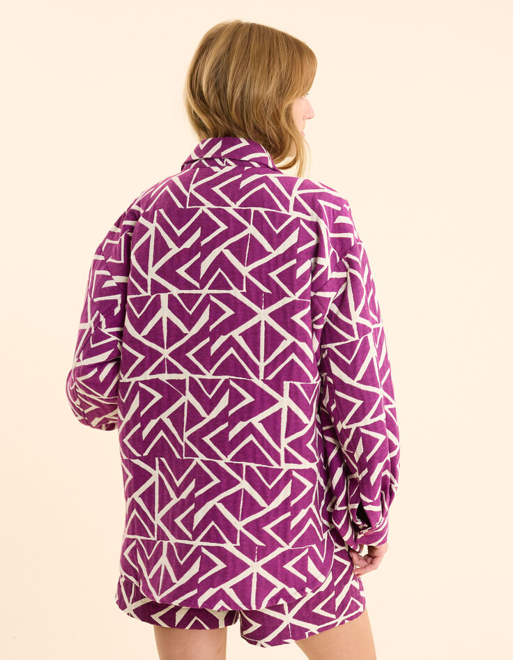 Veste violine jacquard motif graphique I.Code-3
