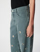 Edie Damen Jeans mit hoher Taille und weitem Bein mit &Ouml;senmuster-5