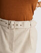 Jupe de costume beige irisé lin mélangé I.Code-4