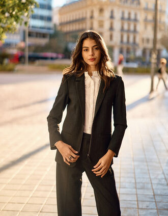 Zwarte blazer blauwe pinstripes I.Code