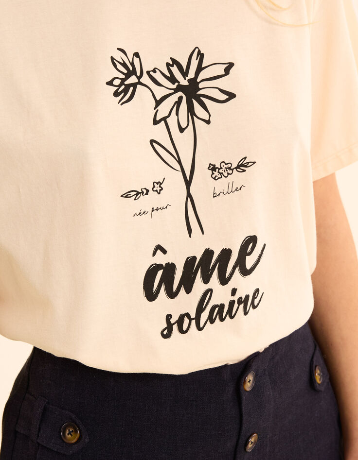 Camiseta de manga corta I.Code ecru visual floral-5