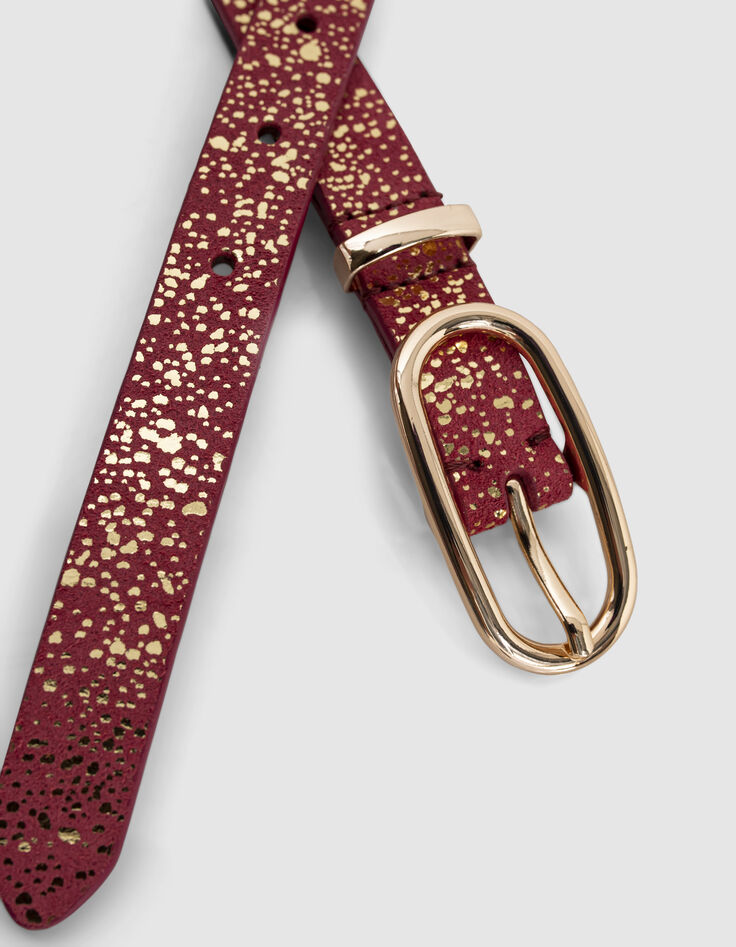 Flash Pink Gürtel aus Veloursleder mit Gold-Muster I.Code-4 Flash Pink Gürtel aus Veloursleder mit Gold-Muster I.Code-4