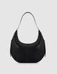 Allane Damen schwarz genarbtes Leder Halbmond Tasche-3