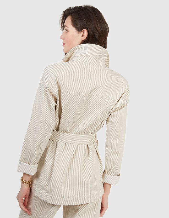 I.Code beige fine-striped safari jacket - I.CODE