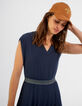 Vestido azul marino elástico raya lúrex dorado I.Code-5