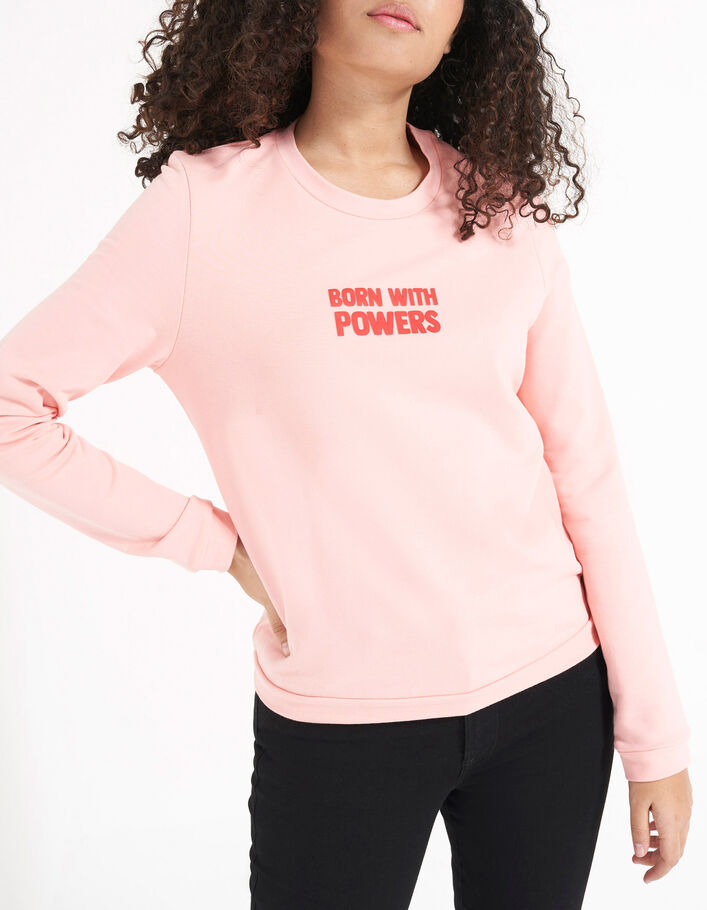 I.Code peach sweatshirt with flocked slogan - I.CODE