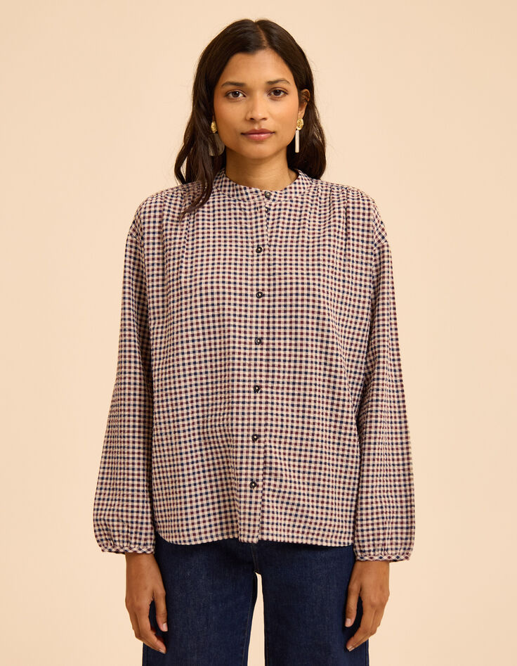 Camel blouse seersucker vichymotief I.Code-3