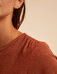 I.Code brown T-shirt with gold lurex stripes-5