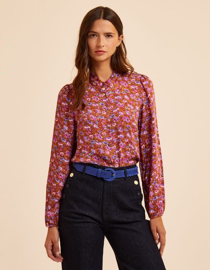 I.Code camel blouse with anemone print-3 I.Code camel blouse with anemone print-3