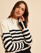 I.Code ecru sailor sweater with black stripes-1